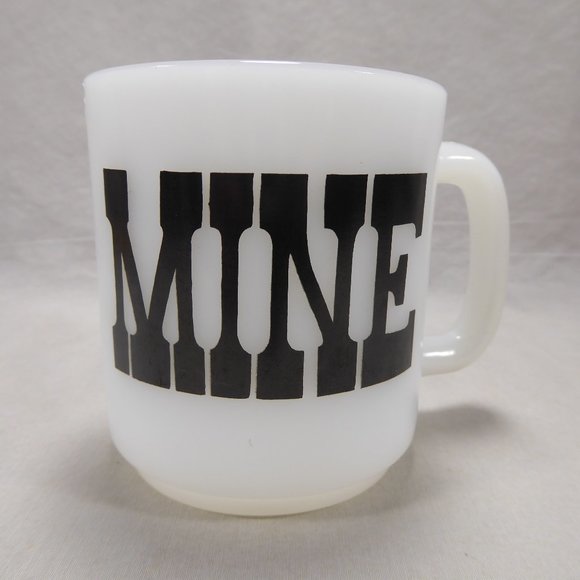 SOLD ~ Milk Glass "MINE" Coffee Mug